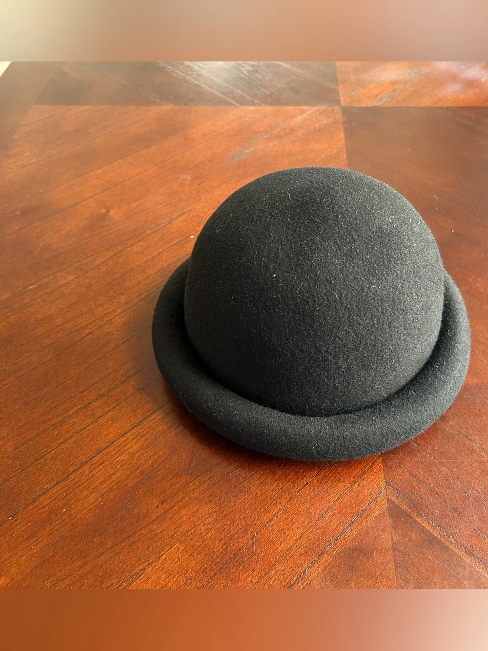Classic Black 100% Wool Bowler Hat - Women's Accessory